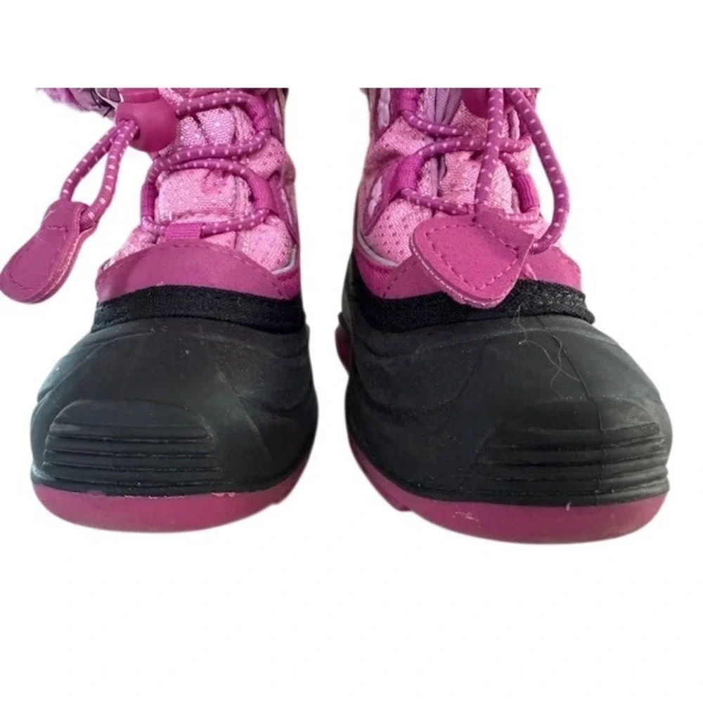 Kamik Pink Glitter‎ Flower Waterproof Winter Snow Boots Wool Lining Toddler - 7